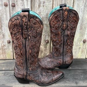 Corral Hand Tooled Floral Women's Cowboy Boots